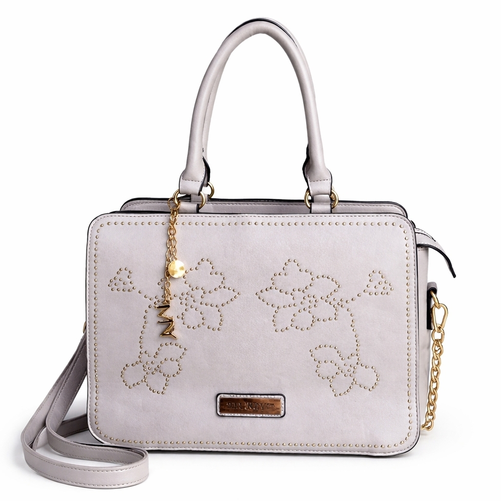 Andrew Marc New York Satchel W/ Floral Stud Detail - Top Handle & Crossbody